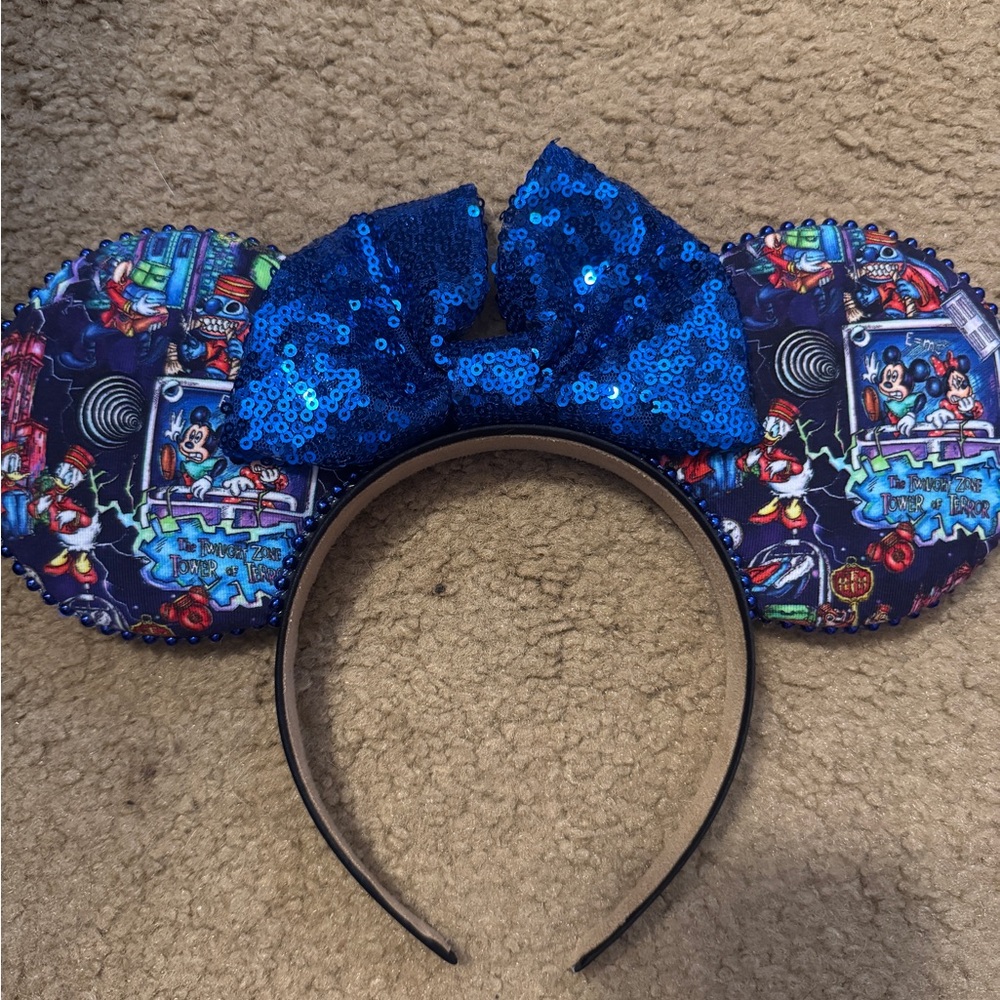 Blue Sequin Mickey Mouse Ears Headband